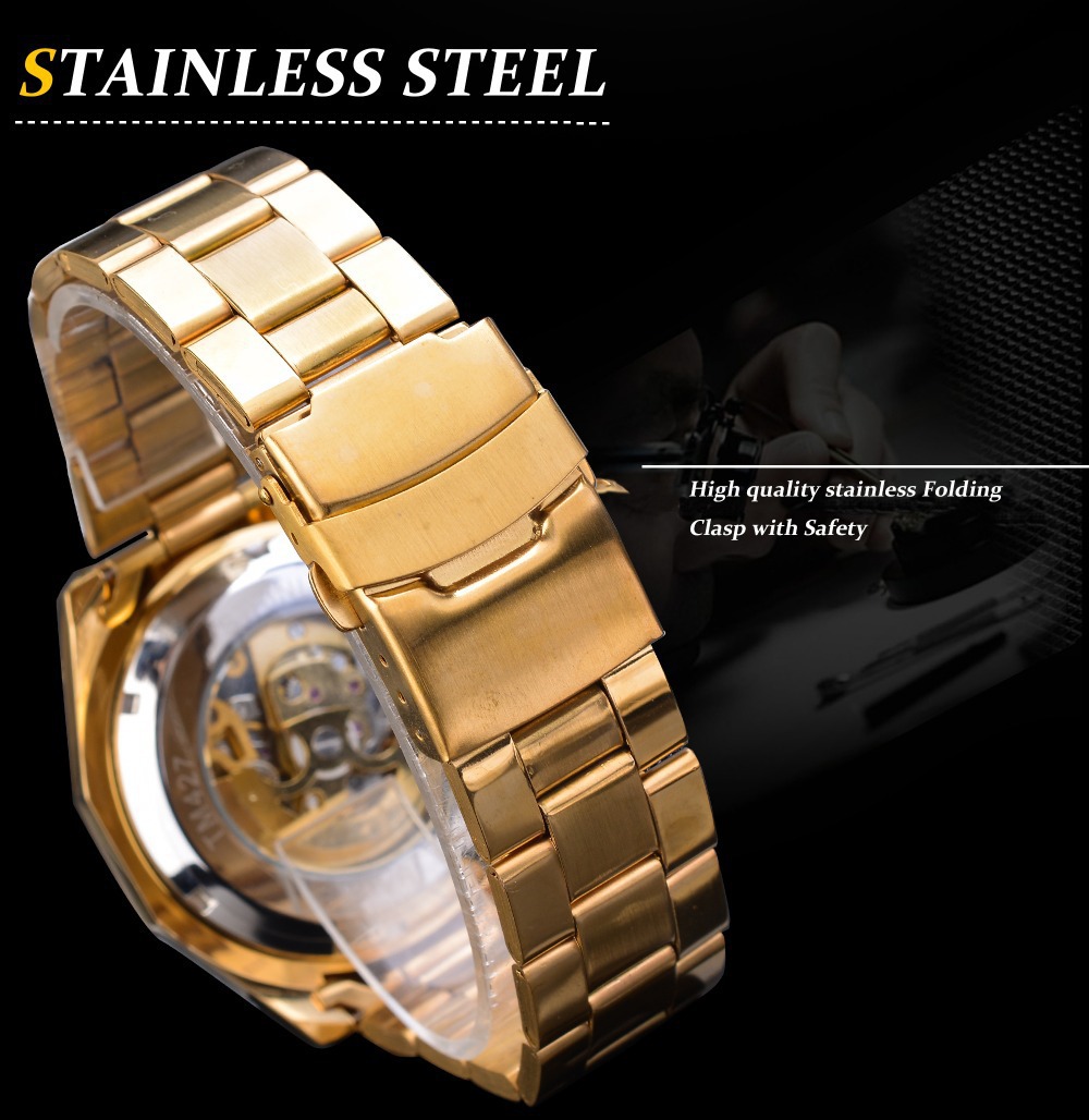 Winner New European and American Style Men's Fashion Leisure Hollow out Mechanical Movement Automatic Mechanical Watch Fashion Watch