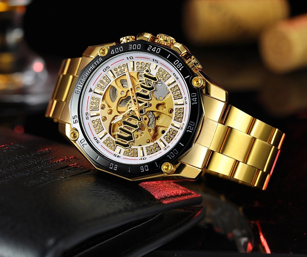 Winner New European and American Style Men's Fashion Leisure Hollow out Mechanical Movement Automatic Mechanical Watch Fashion Watch