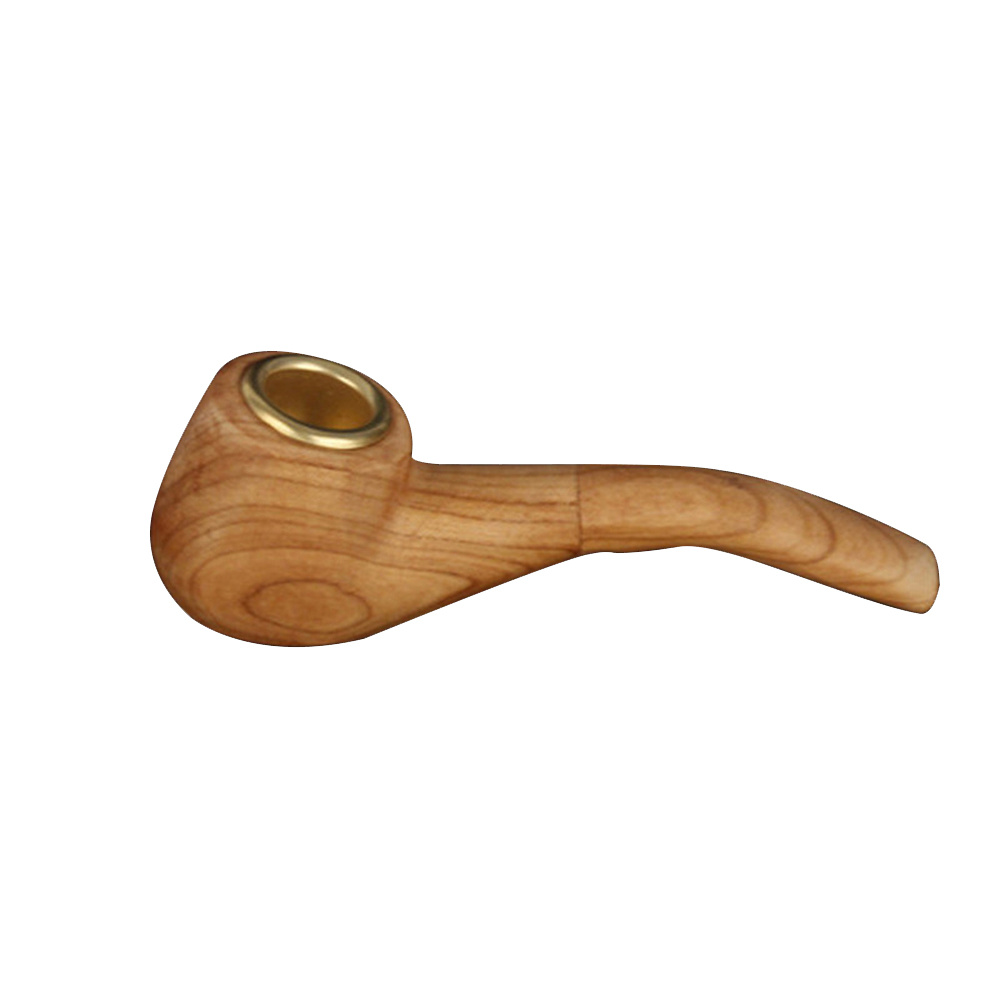 Solid Wood Tobacco Pipe Retro Handmade Wooden Pipe Alloy Herb