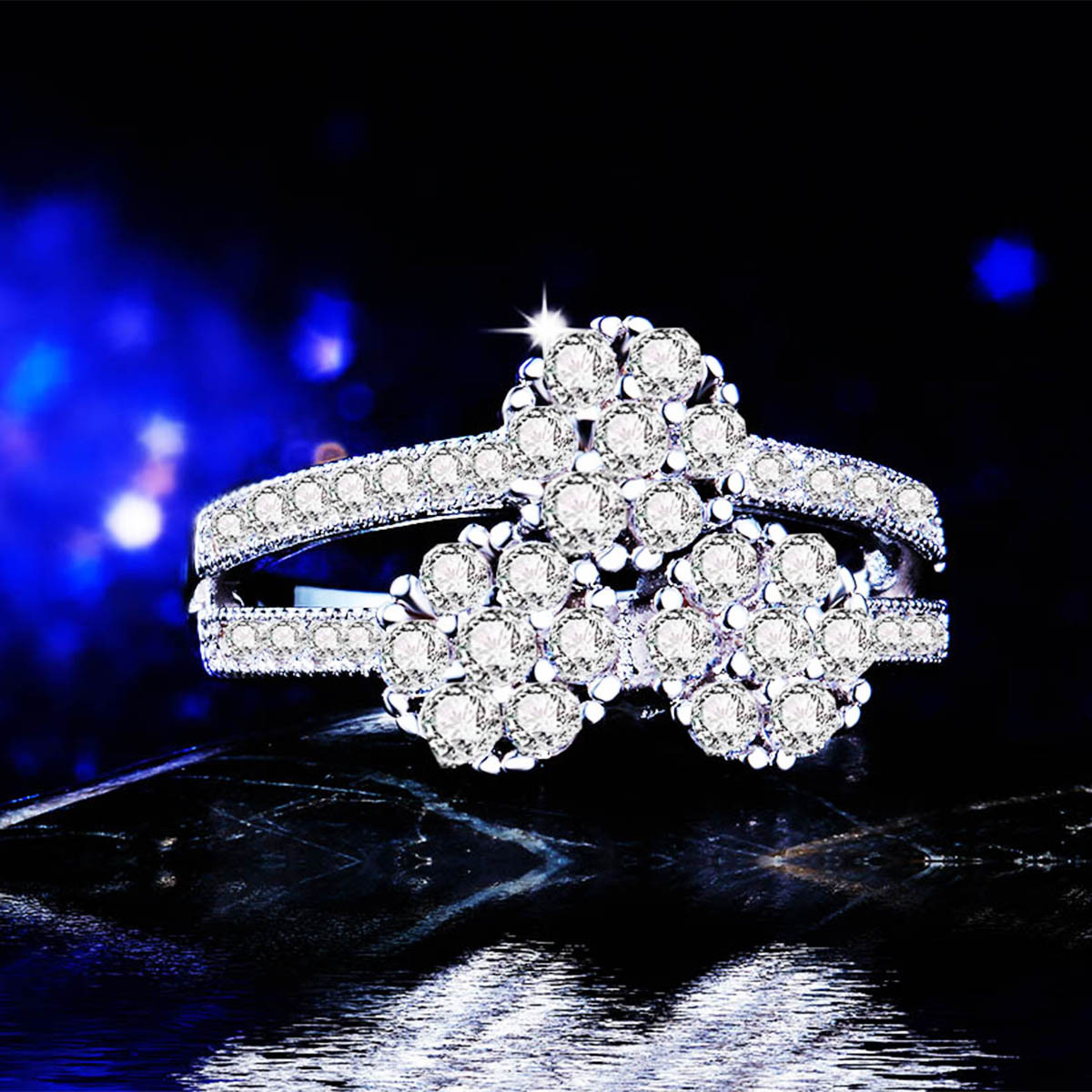 Stack Ring Inlaid Shiny Zirconia Halo Wedding Engagement - Temu