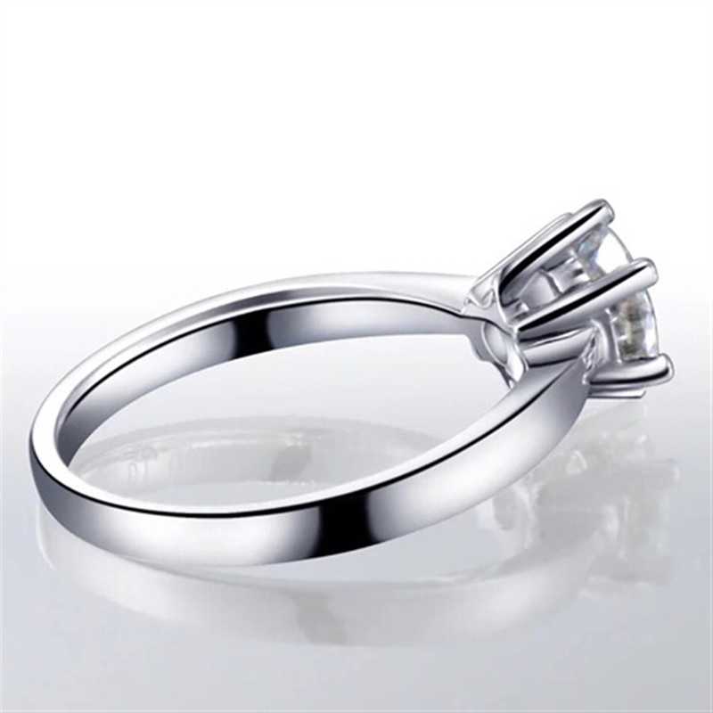 Classic 6 Claws Silvery Plated Necklace, Earrings & Ring Set
