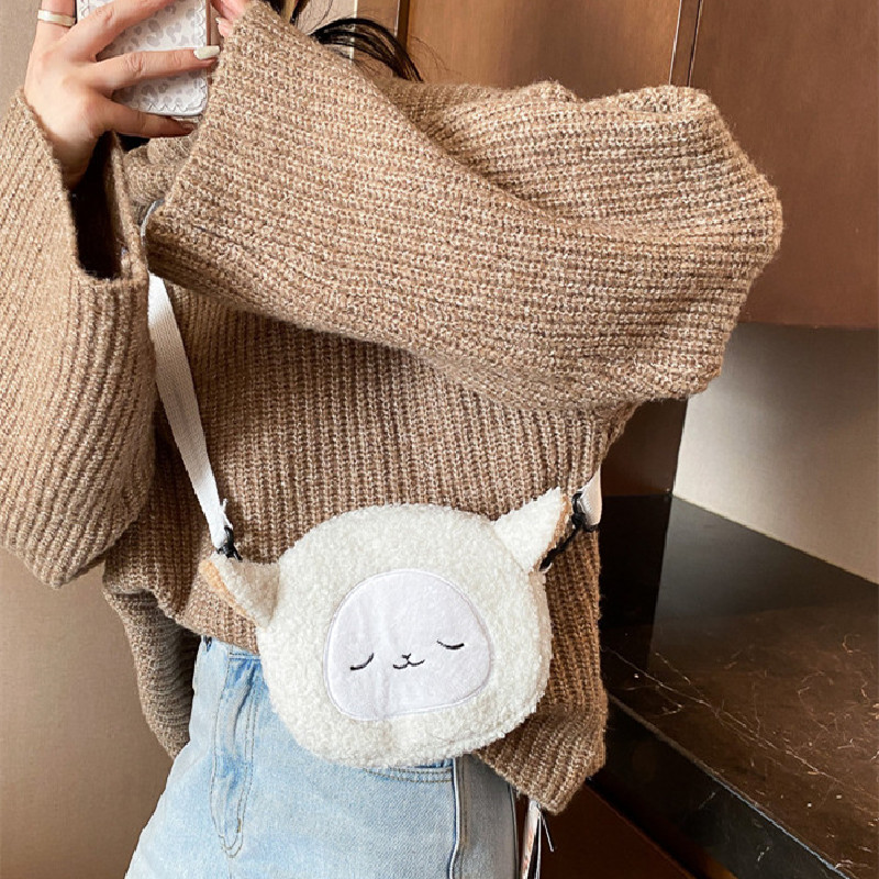 Creative Cartoon Duck Shoulder Bag Zipper Duck Shape Plush Bag for Girls