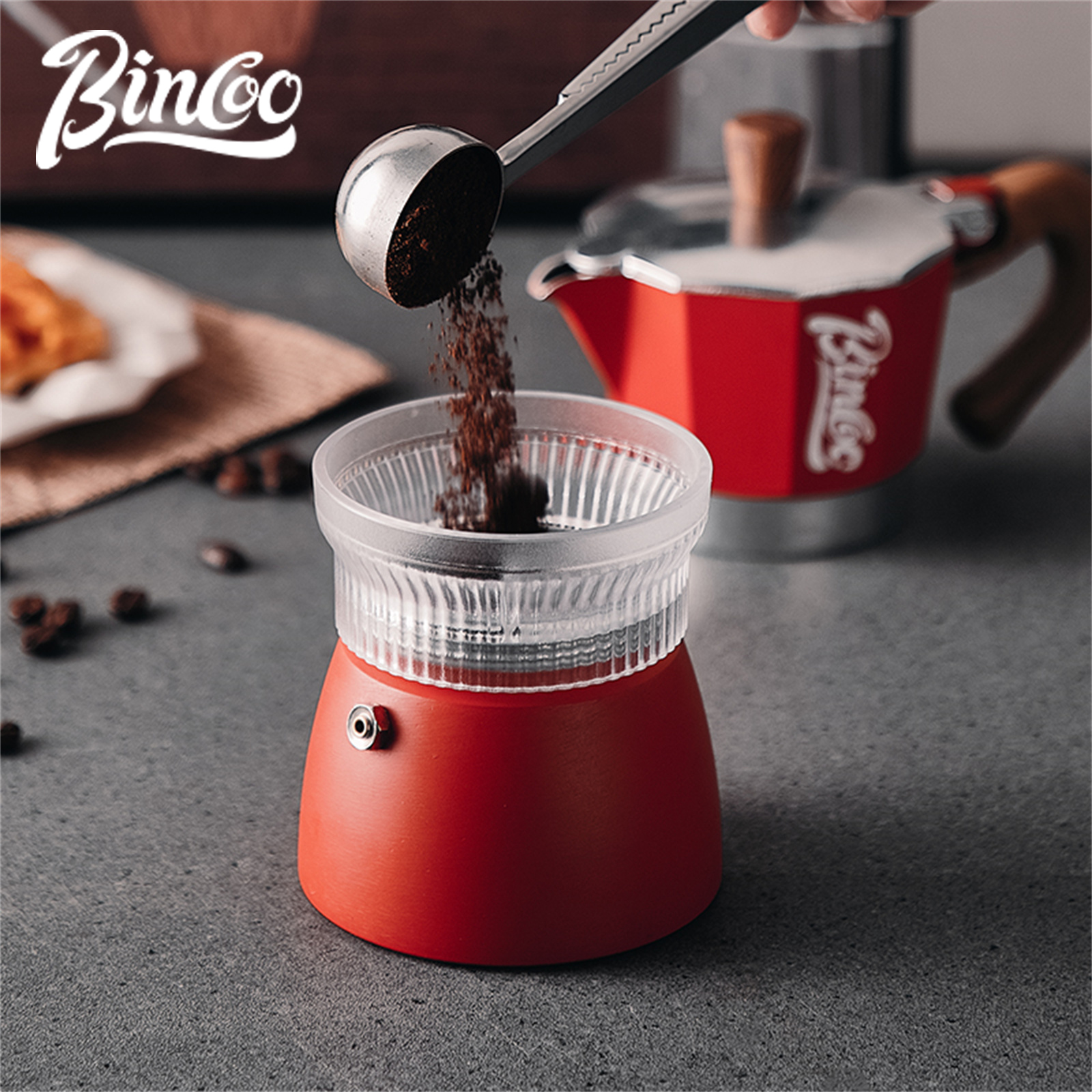 BINCOO 2 Cups Double Valve Moka Pot Espresso Coffee Pot Set