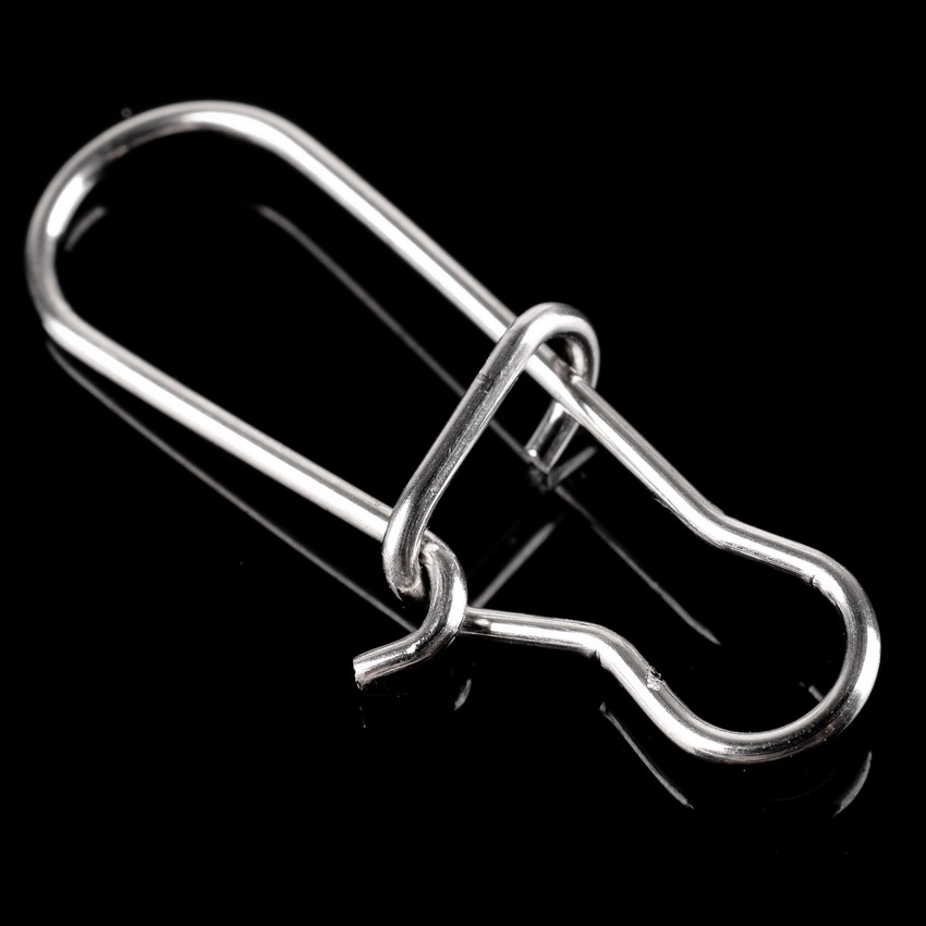 50Pcs Fishing Swivel Connector Hooks Line Clip Lock Carabiners Stainless  Steel Fishing Fastener Snaps Tools