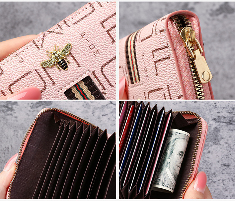 Letter Detail Credit Card Holder, Faux Leather Small Wallet, Trendy  Multi-compartment Coin Purse - Temu Canada