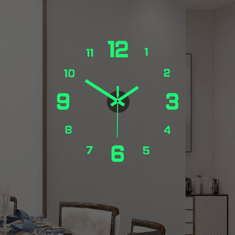 

Ew Creative Luminous Digital Clock - Silent Wall Sticker Clock For Study And Living Room - Diy Punch-free Design
