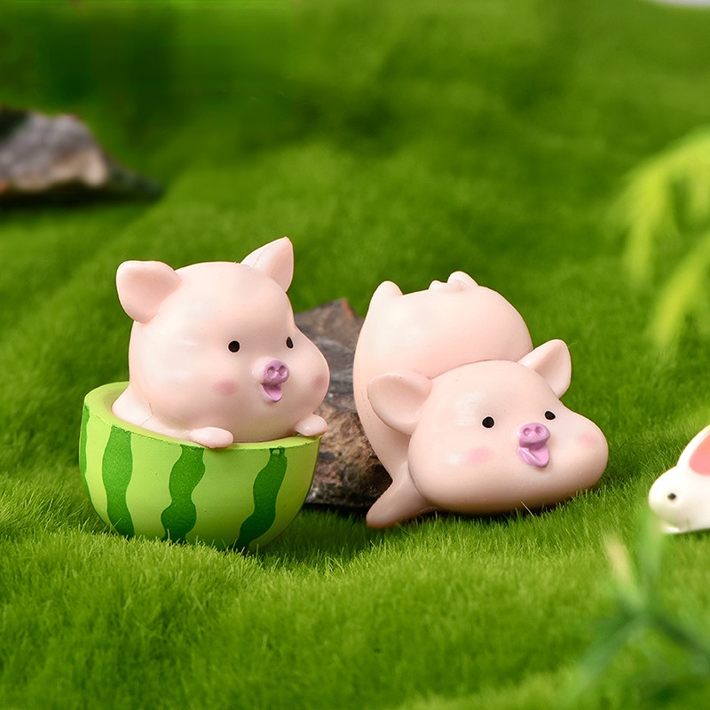 1/2/3PCS bag Kawaii Mini Resin Pig Cartoon Pigs Miniatures