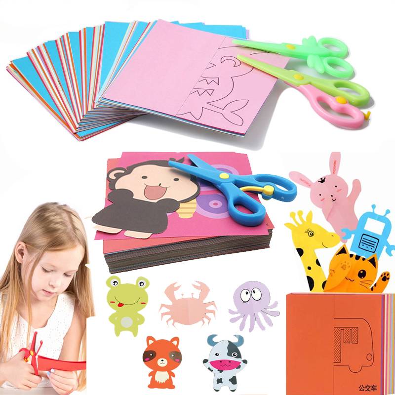 Children Cartoon Diy Colorful Paper Cutting Folding Toys Kingergarden Children Cartoon Diy Colorful Paper Cutting Folding Toys Kingergarden