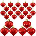 24 piezas, adornos en forma de corazón para el día de San Valentín, adornos colgantes de corazón brillantes y mate para el día de San Valentín, aniversario de boda, decoración de fiesta en casa