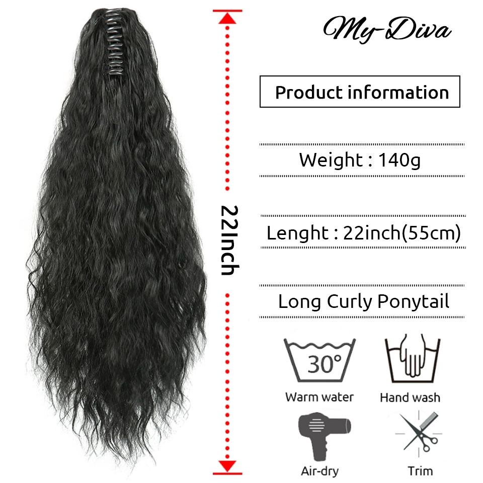 MyDiva 22 Clips 22'' Long Curly Synthetic Hair Extensions Clips in