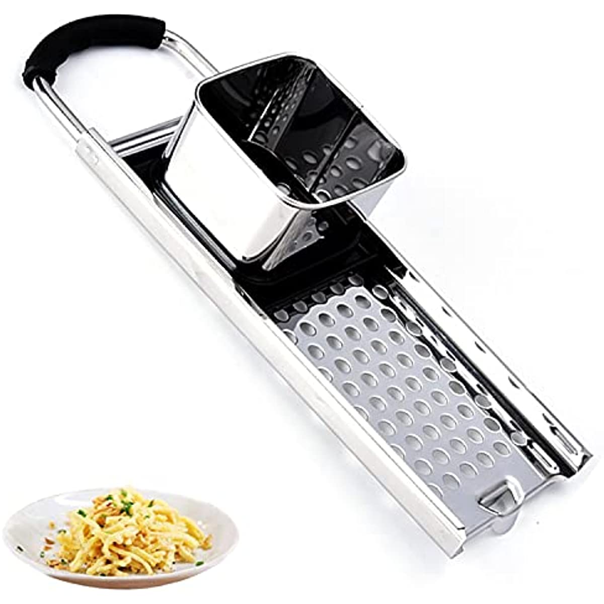 1pc comfortable stainless steel spaetzle maker with safety pusher and rubber grip handle perfect for making noodles and dumplings