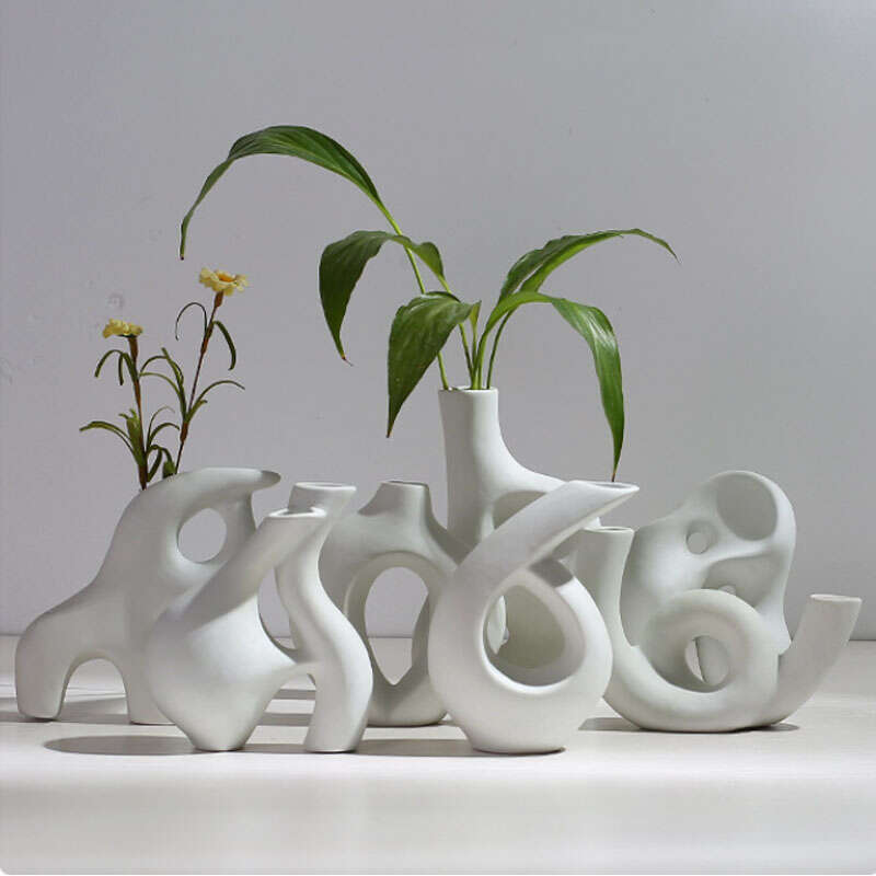 Ceramic Vase Statue Indoor Modern Plant Potted Desktop Flower Pot ...