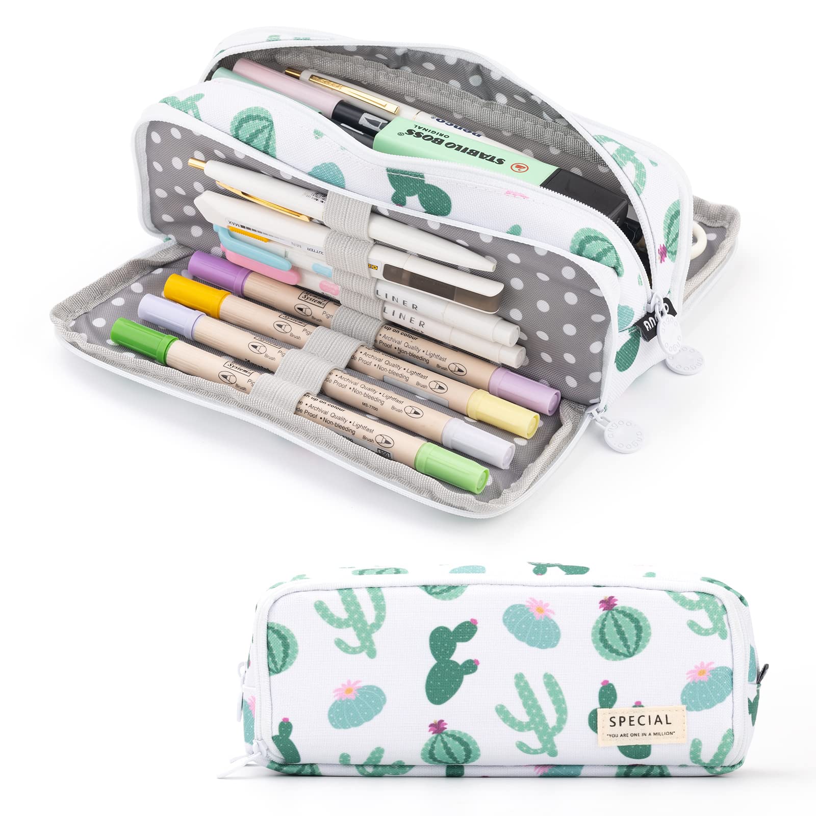 1PC,Large Pencil Case Big Capacity 3 Compartments Canvas Pencil