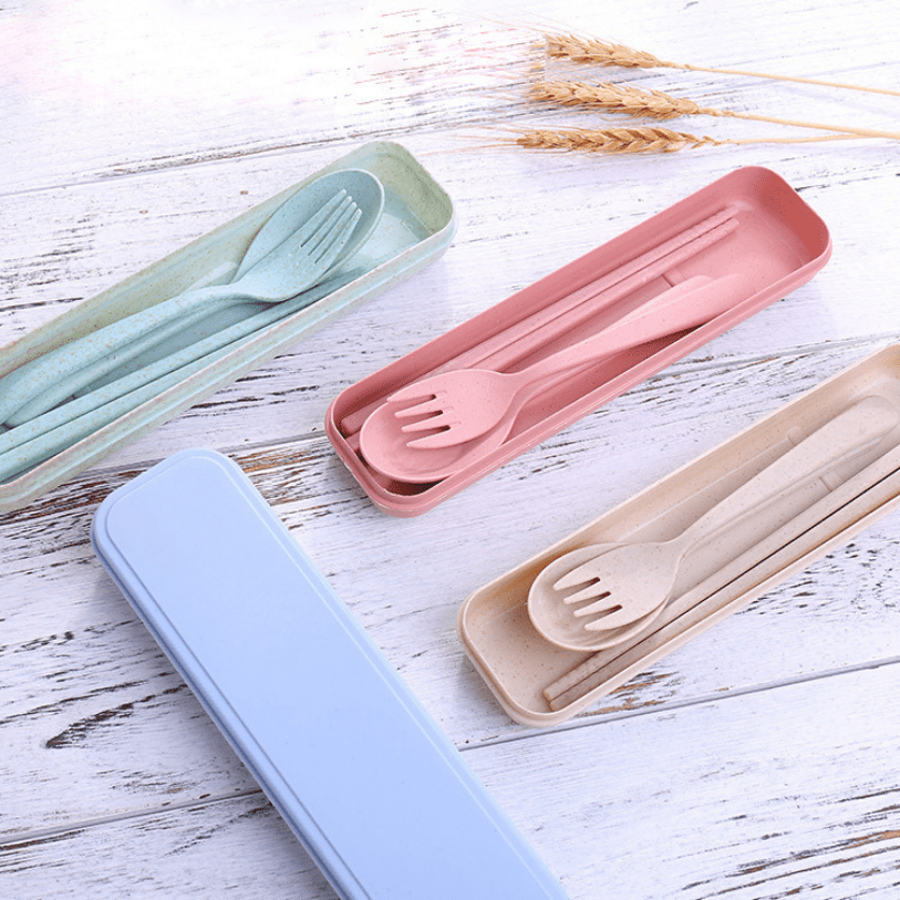 Wheat Straw Spoon Fork Chopsticks Set