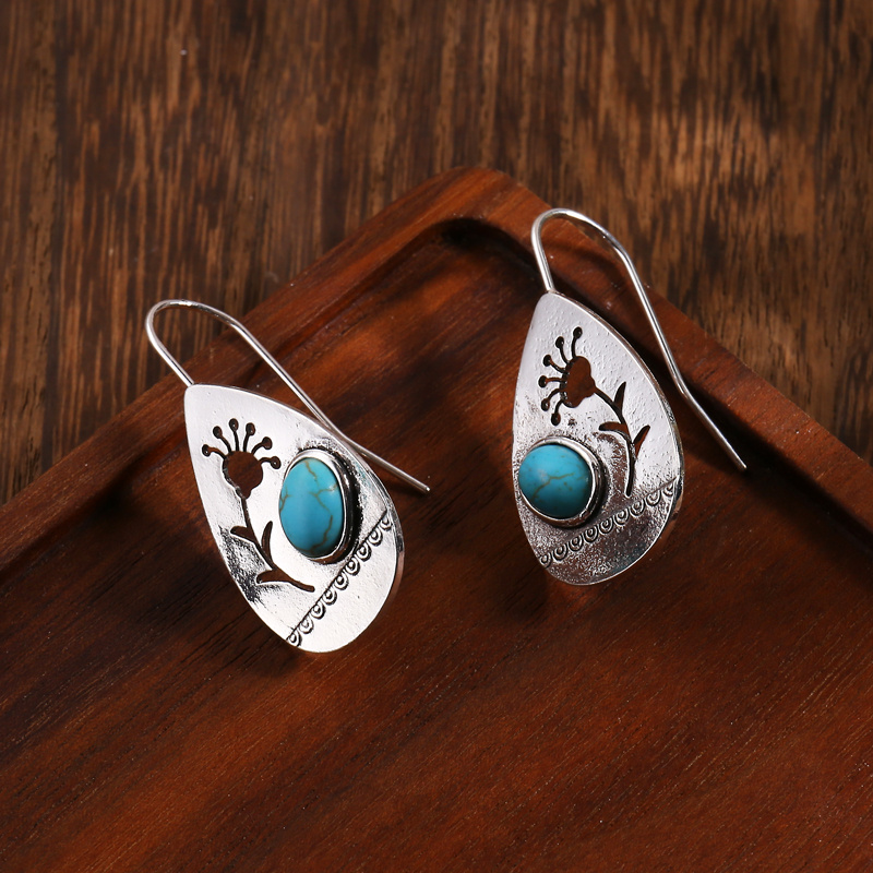 water drop metal drop earrings inlaid synthetic gems temperament hook earrings prom costume jewelry decor womens jewelry 3