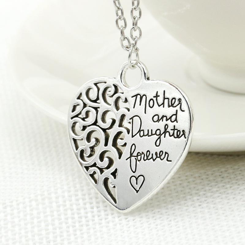 Mother's Day Gift Mother And Daughter Eternity Love Heart Pendant ...