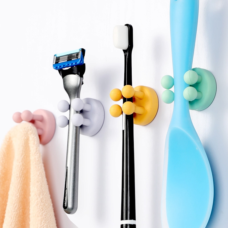 Adhesive Hooks Towel Hooks, Wall Hooks Stick on Bathroom/Kitchen/Bedroom  Colorful Hot Air Balloon Pattern Cloud 