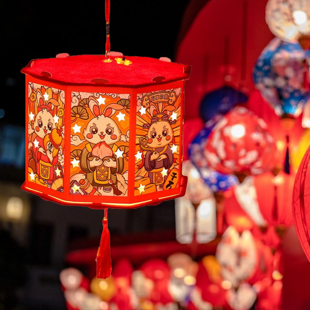  4pcs Red Mid-Autumn Festival Lantern DIY Chinese