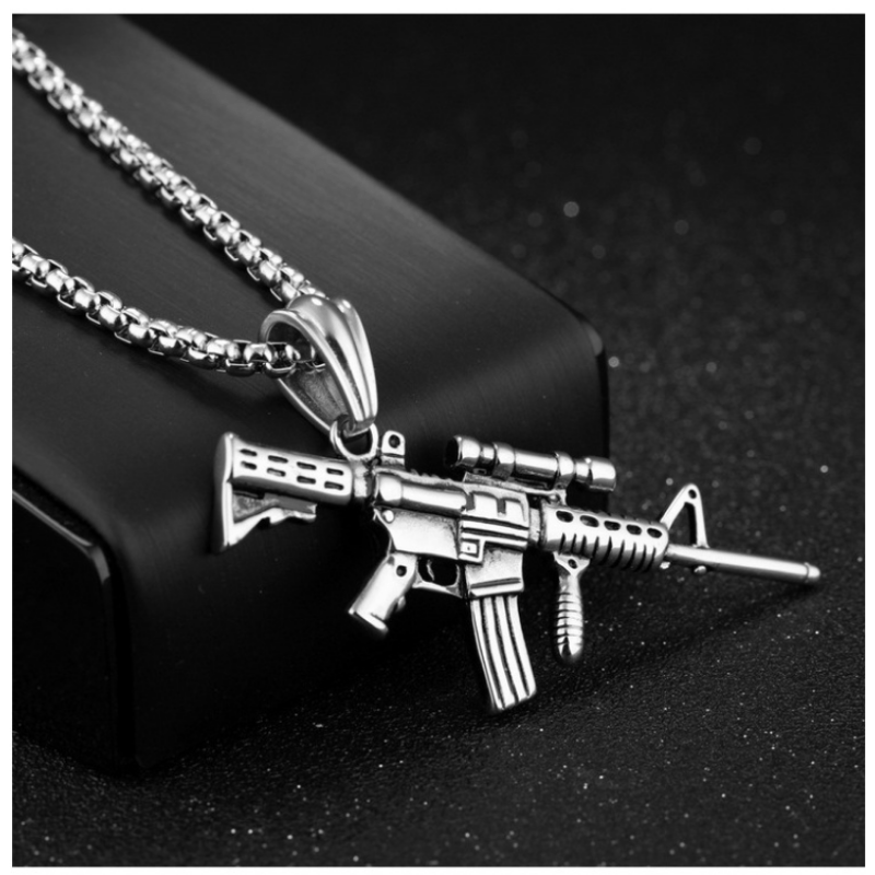 Collier acier pistolet