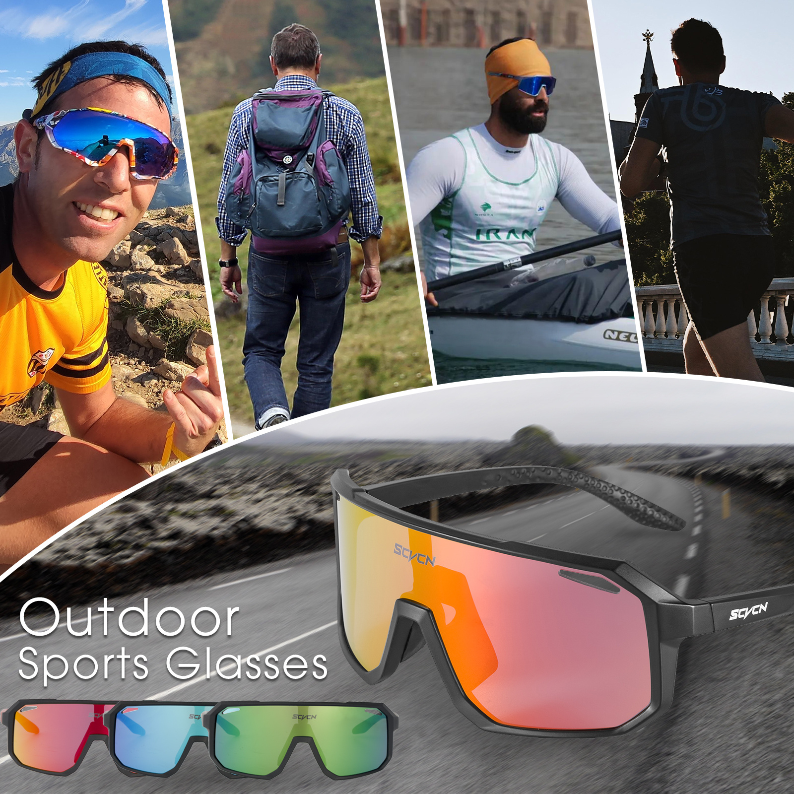 SCVCN Cycling Sunglasses Bike Mountain Glasses Outdoor Sports Hiking Glasses