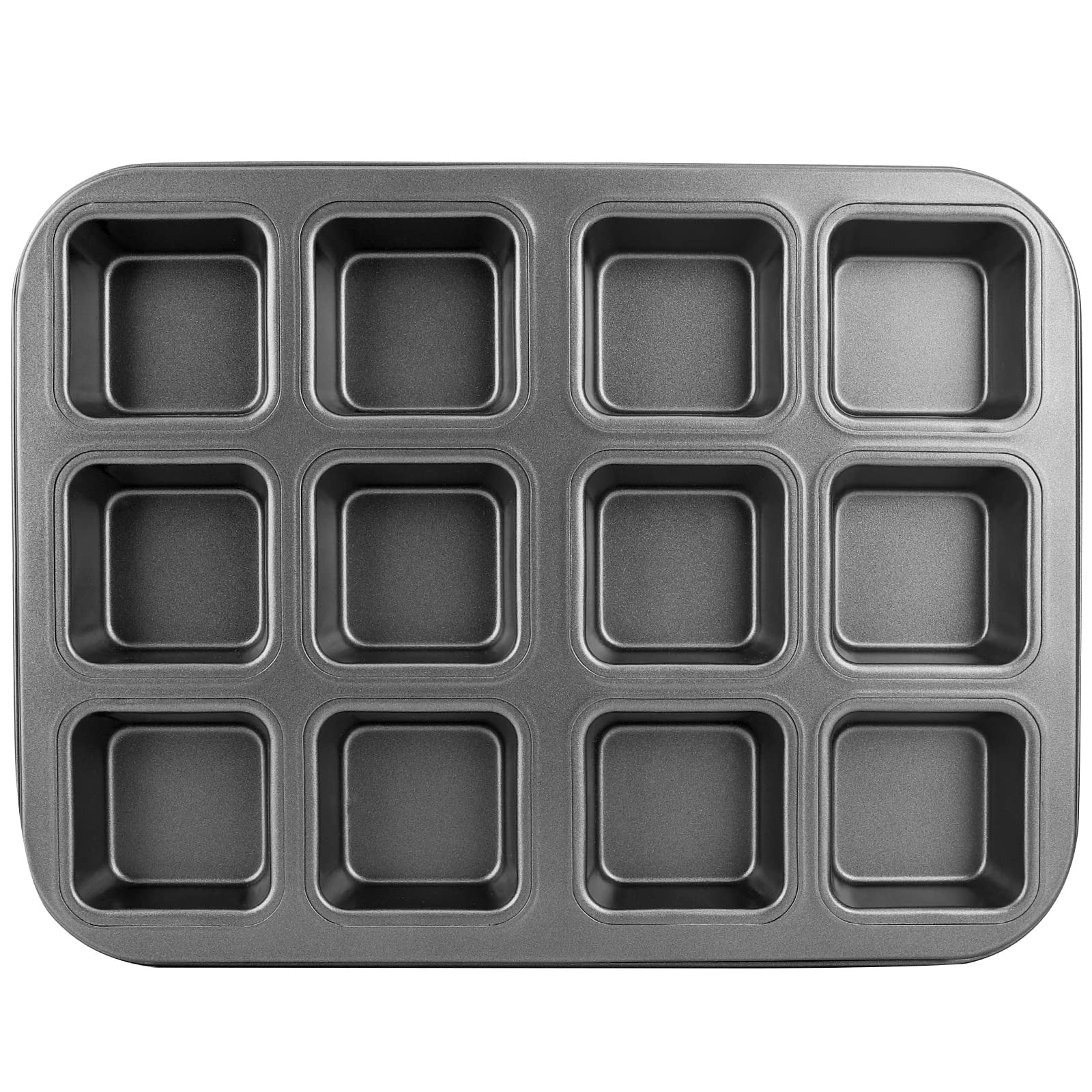 CHEFMADE Nonstick Bite Size Brownie Pan All Edges Mini Loaf Pan for Baking, Heavy Duty Carbon Steel Square Brownie Pan Muffin Cupcake Pans