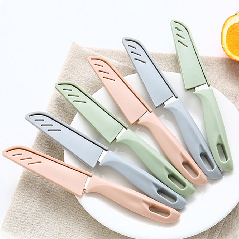 1pc Simple Stainless Steel Fruit Knife Candy-colored Kitchen Knife