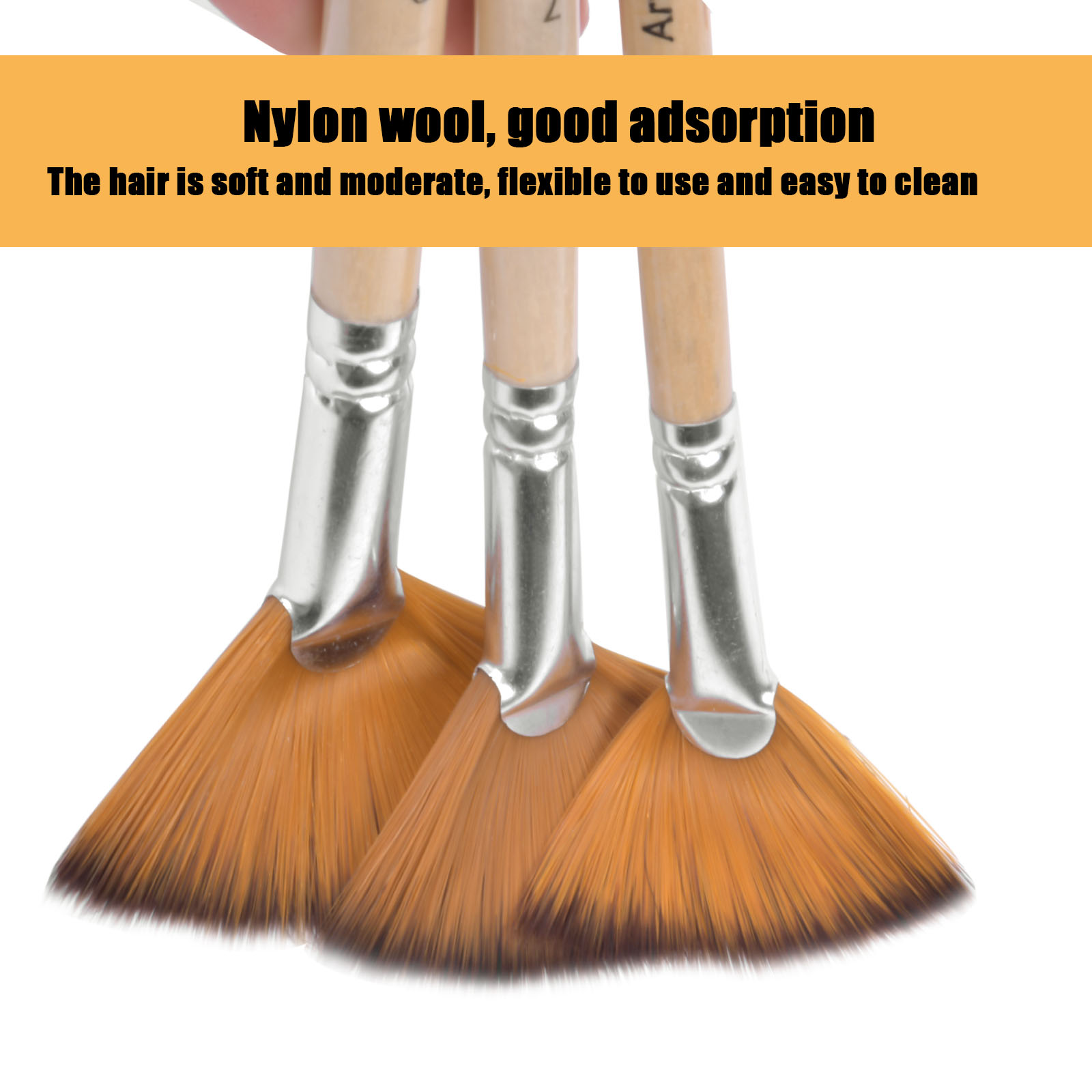 Artist Fan Paint Brushes Set 9Pcs - Soft Anti-Shedding Nylon Hair