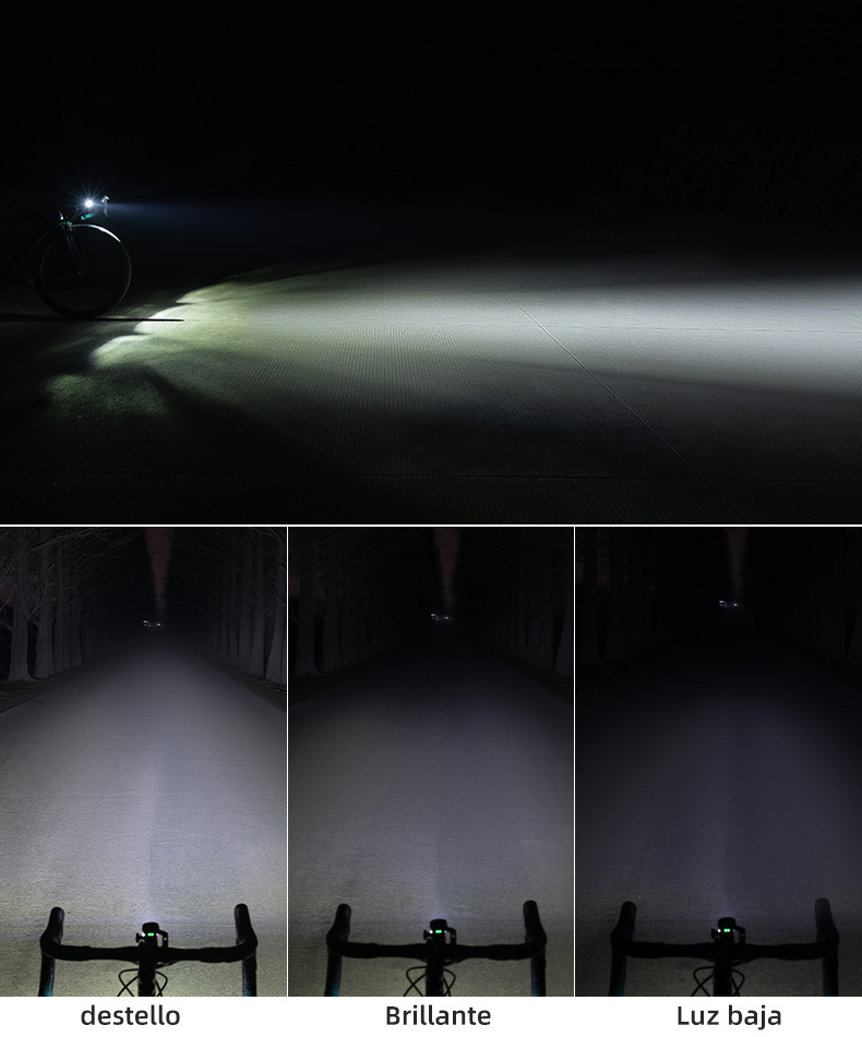 con foco y haz de inundación, luz de bicicleta LED impermeable recargable  por USB, modos de brillo d TUNC Sencillez