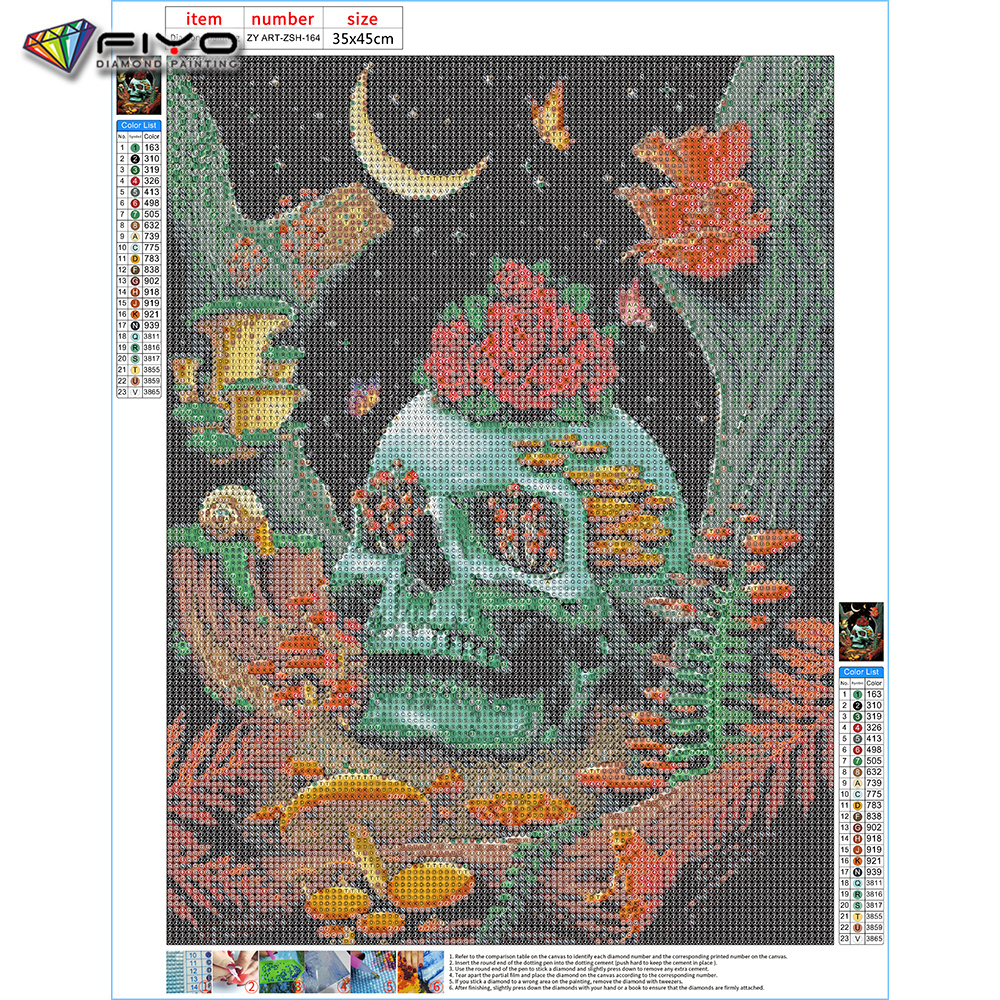  Skull Space Hair Diamond Painting Kits Square Drill Cross  Stitch Pictures Wall Art Decor 8x12 : Arts, Crafts & Sewing