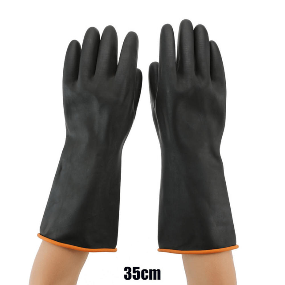 Black Waterproof Gloves for Cleaning, Plumbing, House or Garden Work,  Chemical Latex Gloves Work for Acid, Alkali Industry