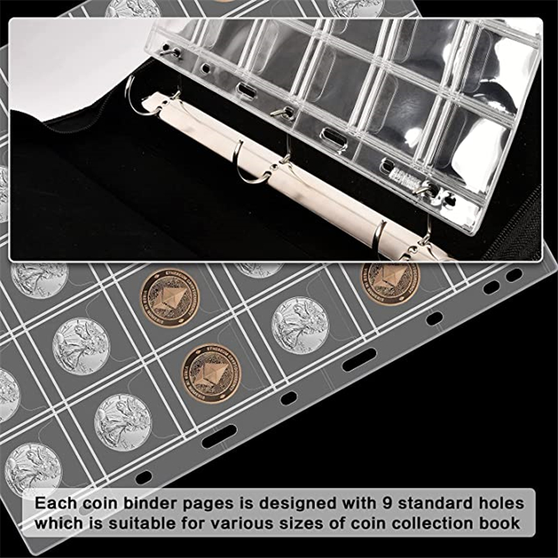 20 Sheets Stamp Pages Collector Stamp Collecting Album Binder Standard 9  Hole Binder Sleeves for Stamps Collecting Supplies (1 Row)