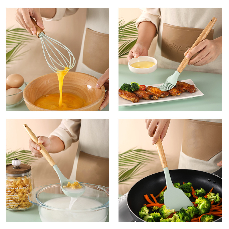 Food Silicone Pot Spatula Kitchenware Set Heat - Temu