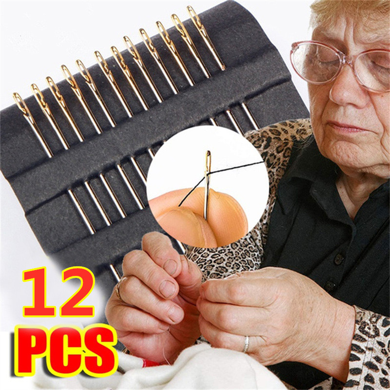 1pc/6pcs/12pcs/Set Hand Sewing Needles Self Threading Sewing Needles,  Needle-Like Hole Sewing Stainless Steel Sewing Needles Threading Apparel  DIY Tools,Finger Protector,Embroidery Needles For Hand Sewing, Easy Side  Threading High-Level,For DIY, Sewing