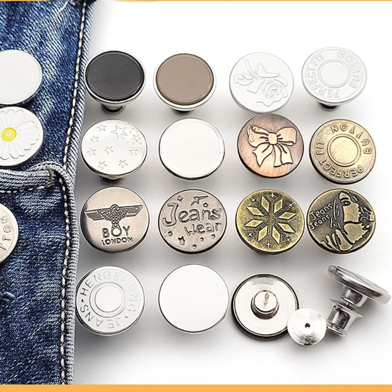 10PCS Detachable Retro Metal Buttons Snap Fastener Pants Pin for