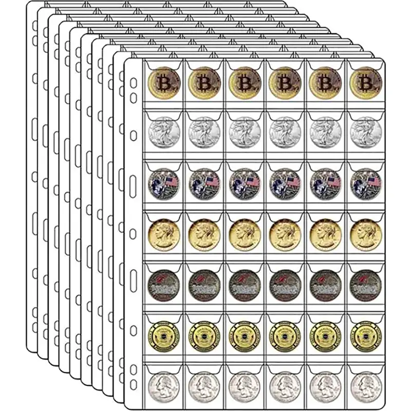 10x 42 Pockets Coin Holder Without Coin Shipping sheet Clear - Temu