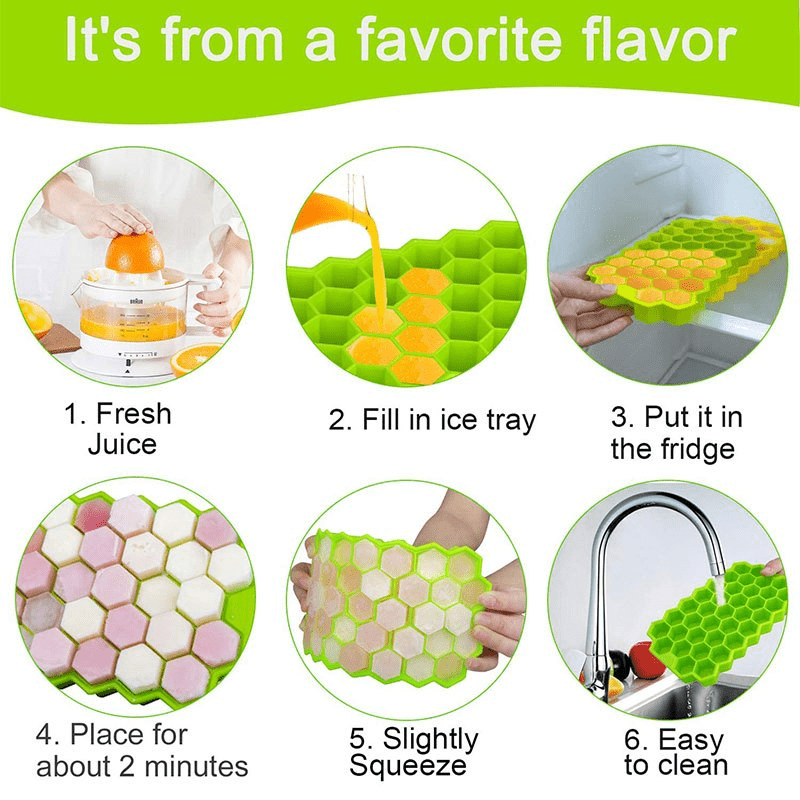 Flexible Silicone Ice Cube Trays With Lids - 37 Cubes For Whiskey, Cocktails,  And More - Stackable And Safe - Temu