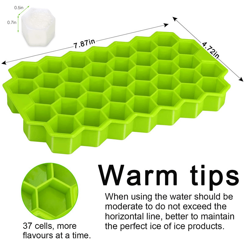 Flexible Silicone Ice Cube Trays With Lids - 37 Cubes For Whiskey,  Cocktails, And More - Stackable And Safe - Temu