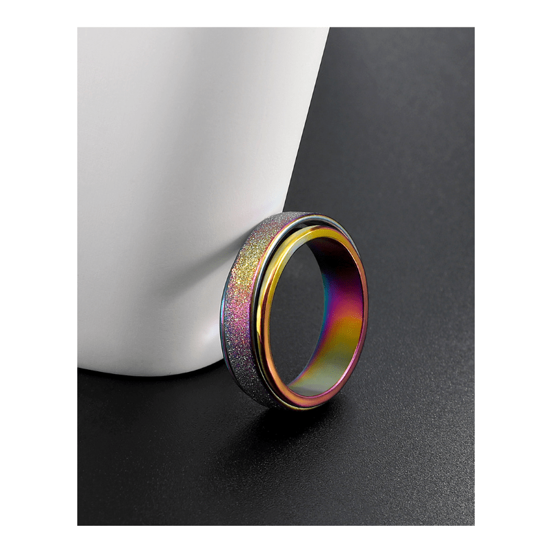 Fashionable Minimalist French-Style Rotatable Frosted Multicolor Relax Ring for Men and Women, Party Ring