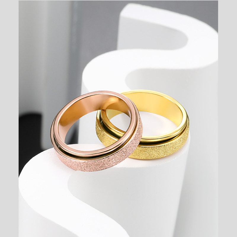 Fashionable Minimalist French-Style Rotatable Frosted Multicolor Relax Ring for Men and Women, Party Ring