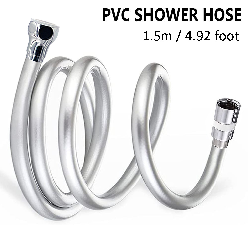 4.92ft Flexible PVC Shower Hose Universal Interface Bathroom Accessory