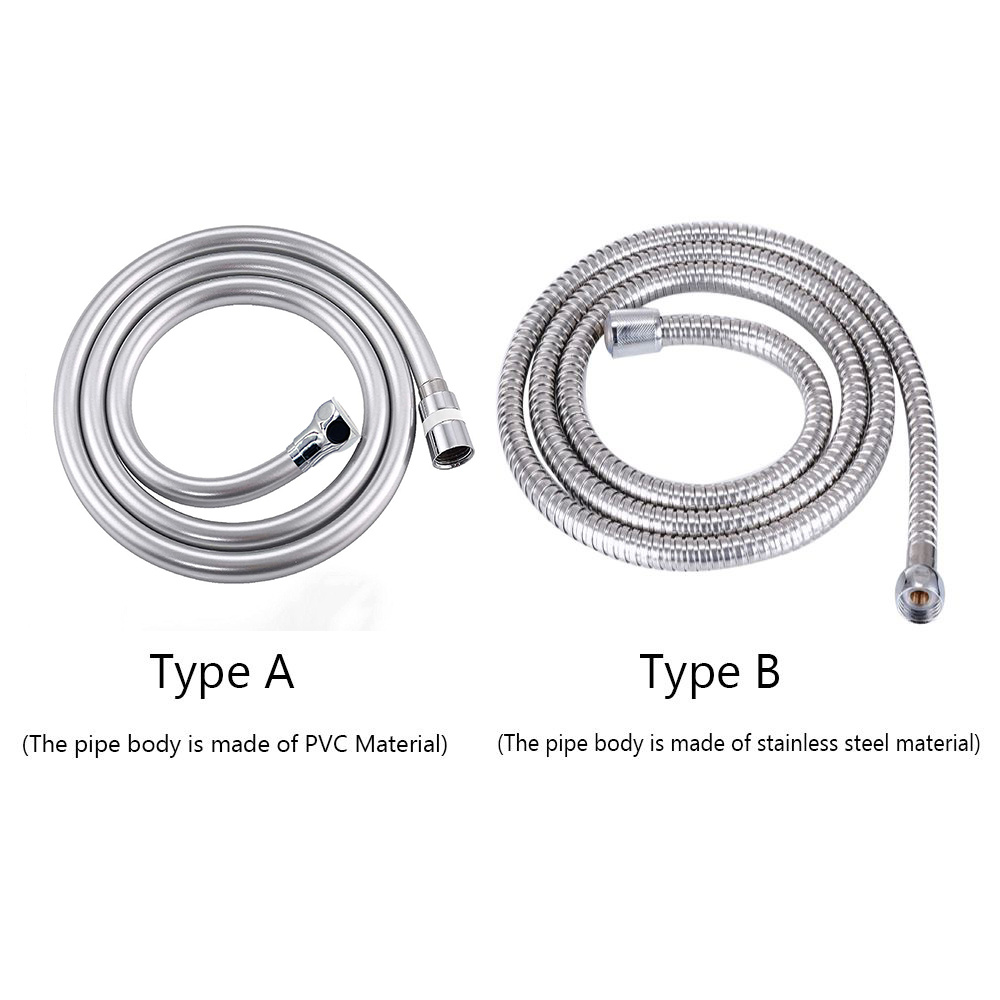 4.92ft Flexible PVC Shower Hose Universal Interface Bathroom Accessory