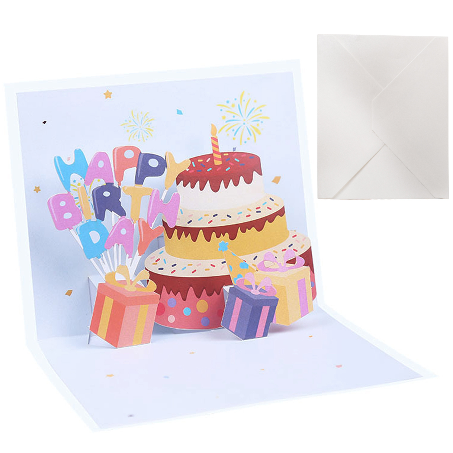 1pc Birthday Card 3D Pop Up Greeting Card Birthday Card With Envelope Surprise Folding Card With 3 Layer Cake Design For Family Colleagues Friends Children Loveroves Parents