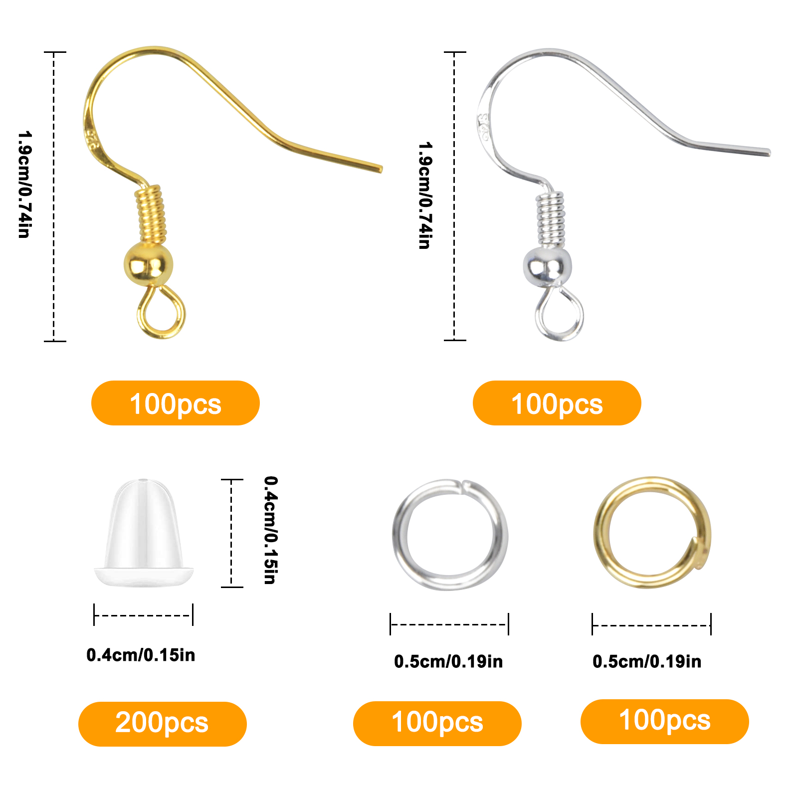 JSMTKJ 3900 Piezas Pendientes Que Hace El Kit, Ganchos Para Pendientes  Tuercas de Pendientes Anillas Abiertas, Accesorios de Pendiente para Hacer