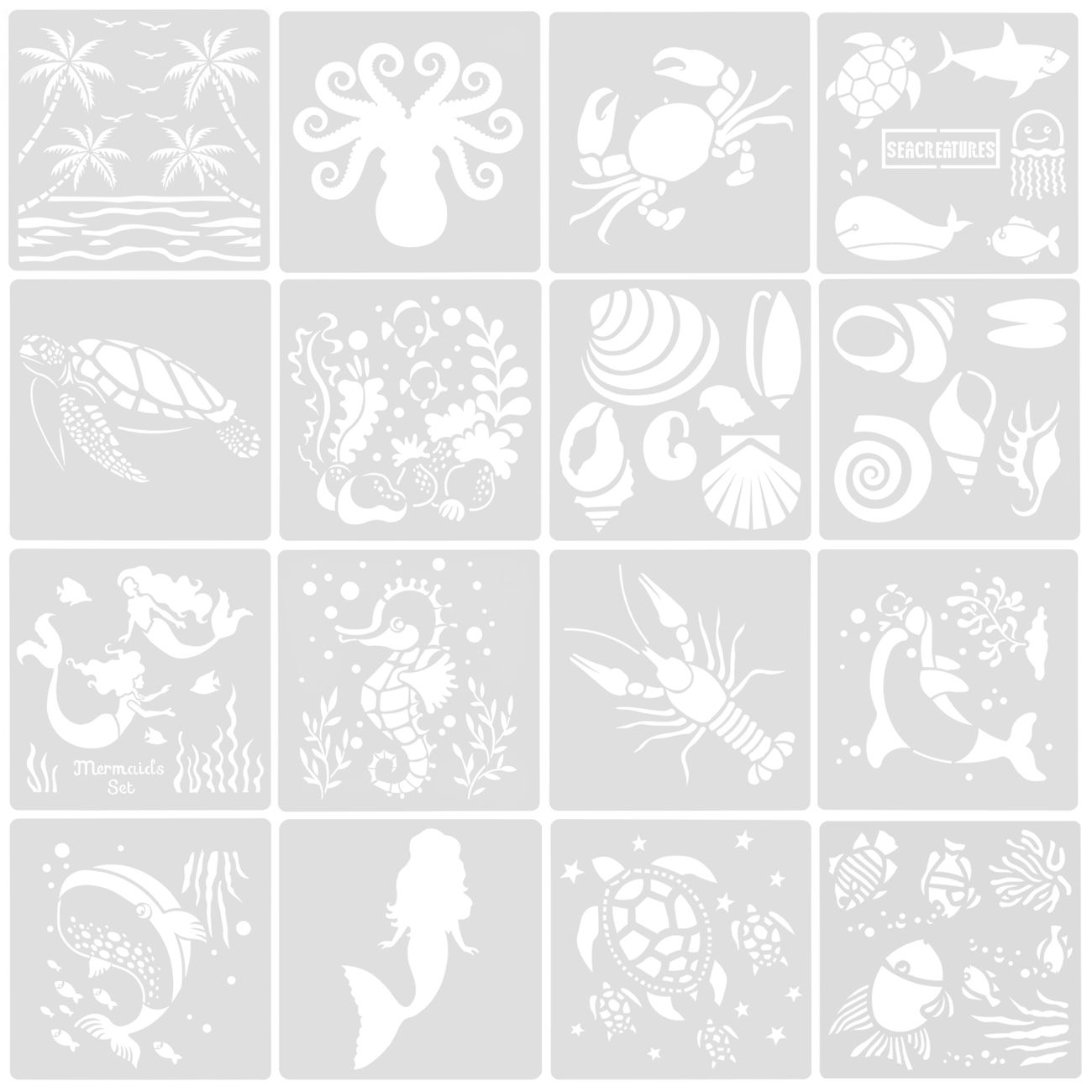 16 Pcs Sea Creature Stencils Sea Animal Painting Stencils Reusable Plastic  Washable Painting Templates Stencil | Don't Miss These Great Deals | Temu