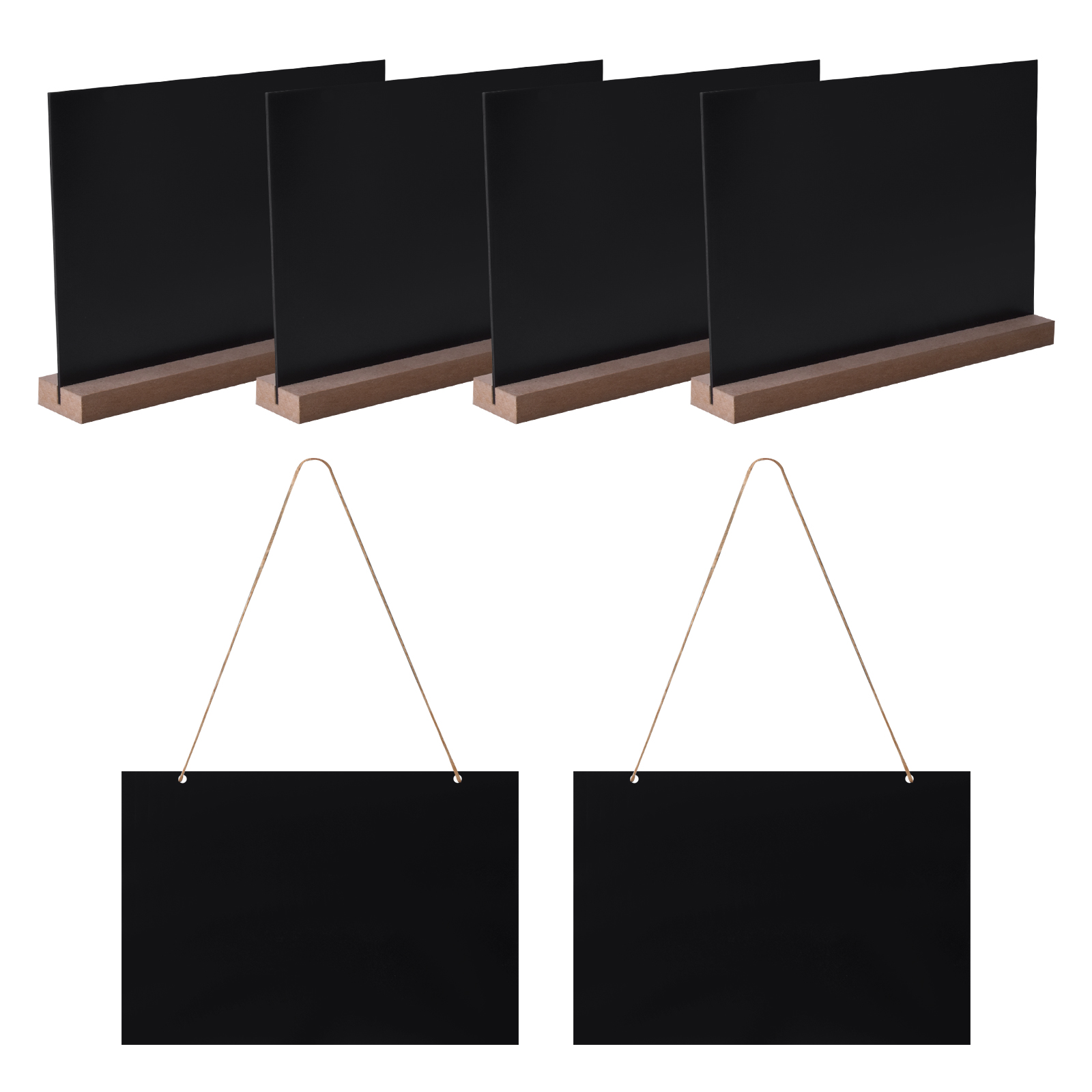 6packs 2 In 1 Small Chalk Boards, Double Side Chalkboard Signs With Stand  For Tables, Hanging Wood Kitchen Blackboard, Notice Board, Billboard For Wal