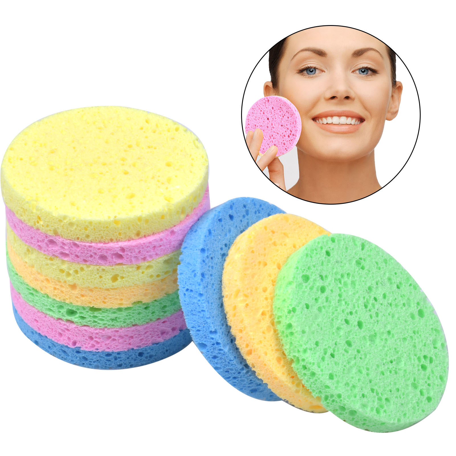 10 Pcs Cleansing Sponges for Face, Natural Cellulose Facial Sponges Ex –  BABACLICK