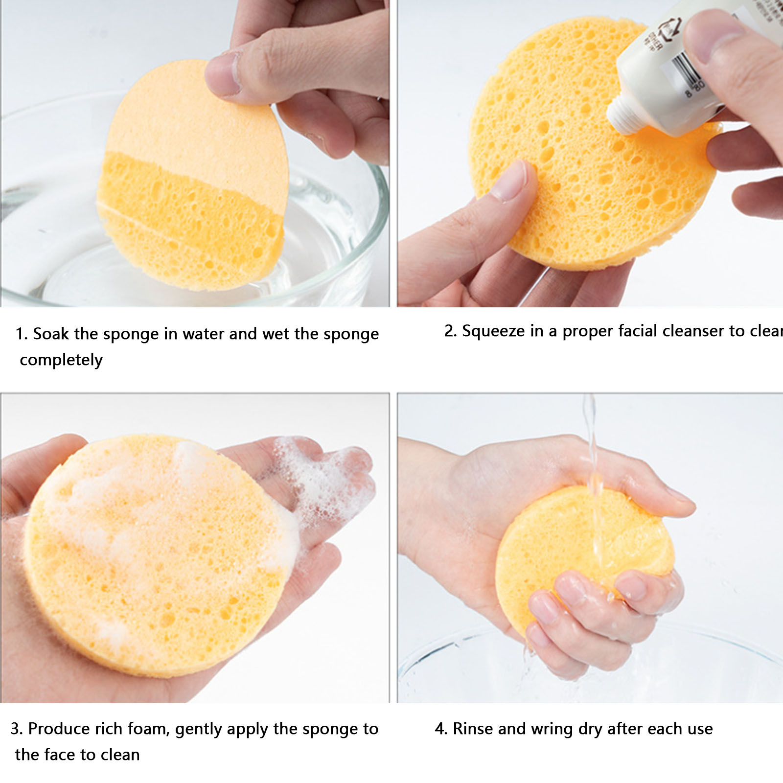 10 Pcs Cleansing Sponges for Face, Natural Cellulose Facial Sponges Ex –  BABACLICK