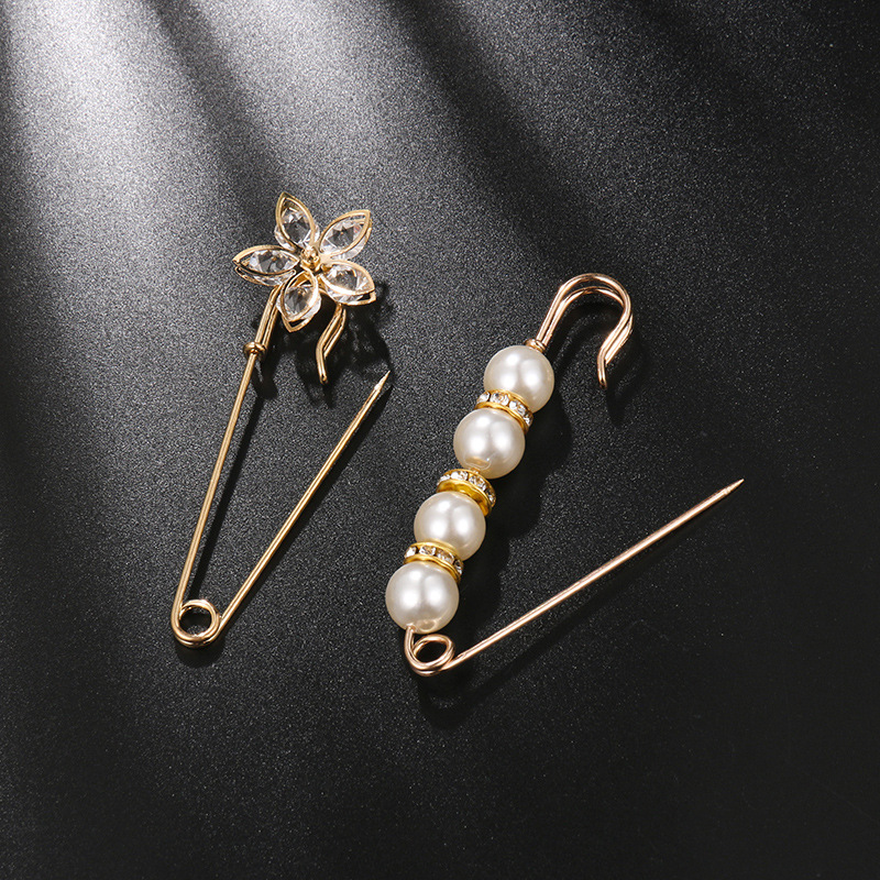 Faux Pearl Brooches Pins Corsage Scarf Clips Safety Pin - Temu
