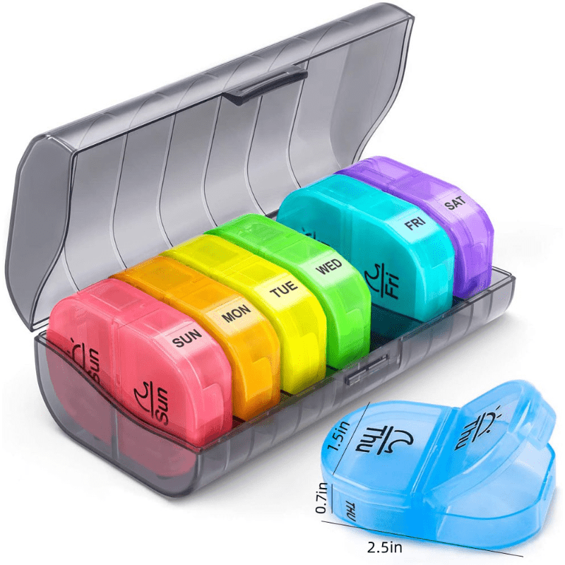 Pill Case Organizer Pocket Small Pill Holder, Daily AM & PM containers,  Medicine Holder, Ideal for Medication, Vitamin, Supplement, Perfect for