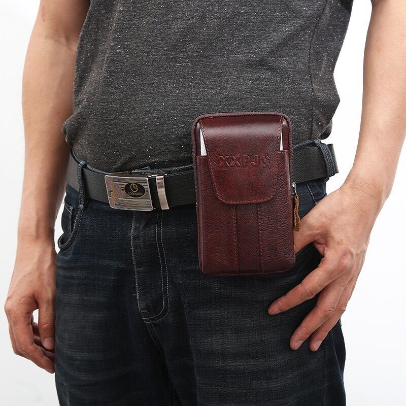 Unisex Soft Leather Waist Fanny Pack Mobile Phone Belt Coin Travel Sports Pouch 